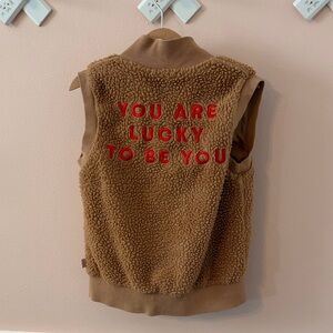 Tiny Cottons Vest You are lucky to be you Teddy style fleece 4T